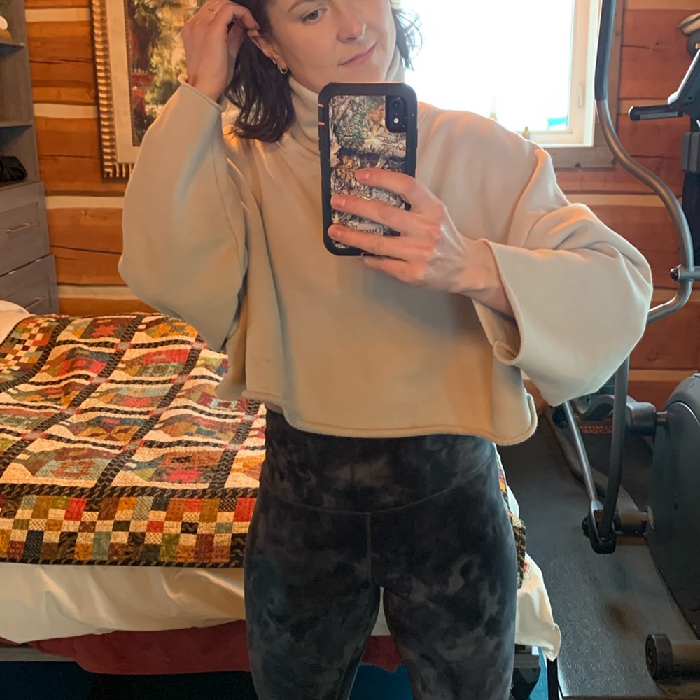 Oak + Fort cropped turtleneck oversized cream Small